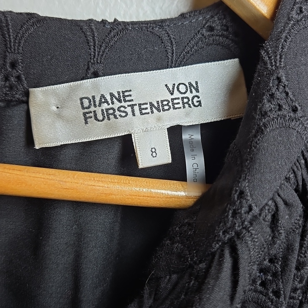 Diane Von Furstenberg Polina Belted Eyelet Short Puff Sleeved Midi Dress NWOT - Picture 15 of 16